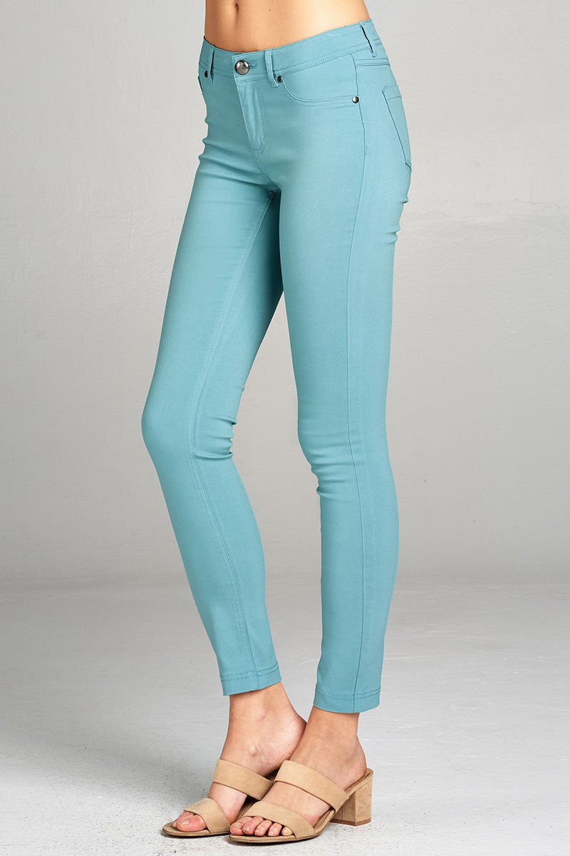 Ladies fashion plus size basic 5 pocket shape long pants