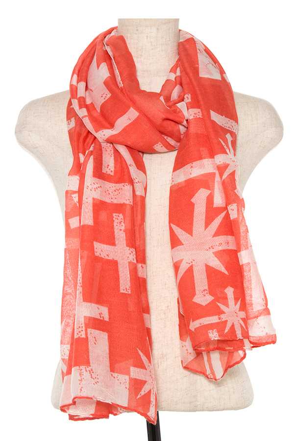 Mix cross pattern oblong scarf