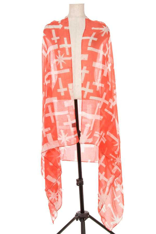 Mix cross pattern oblong scarf