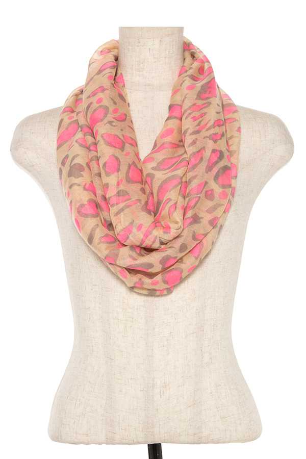 Neon color animal print infnity scarf