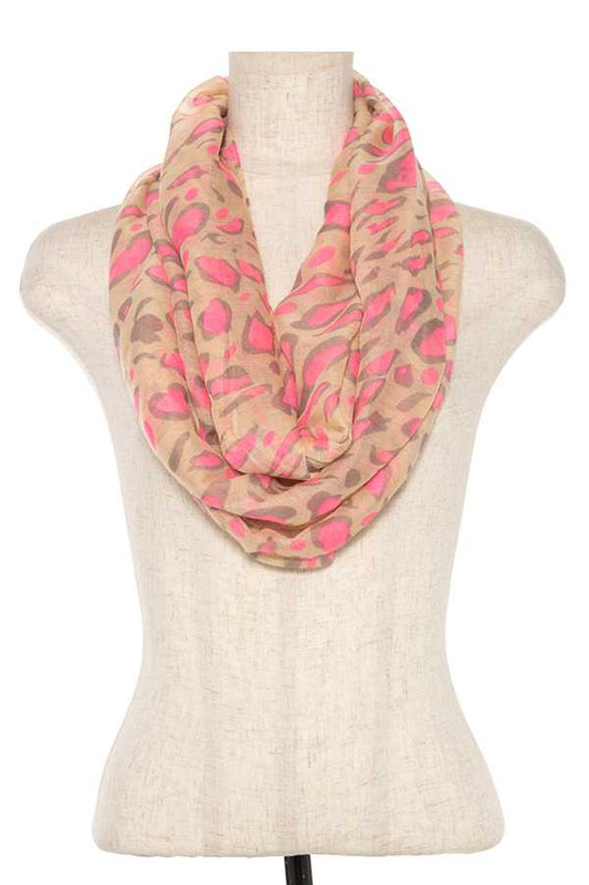 Neon color animal print infnity scarf
