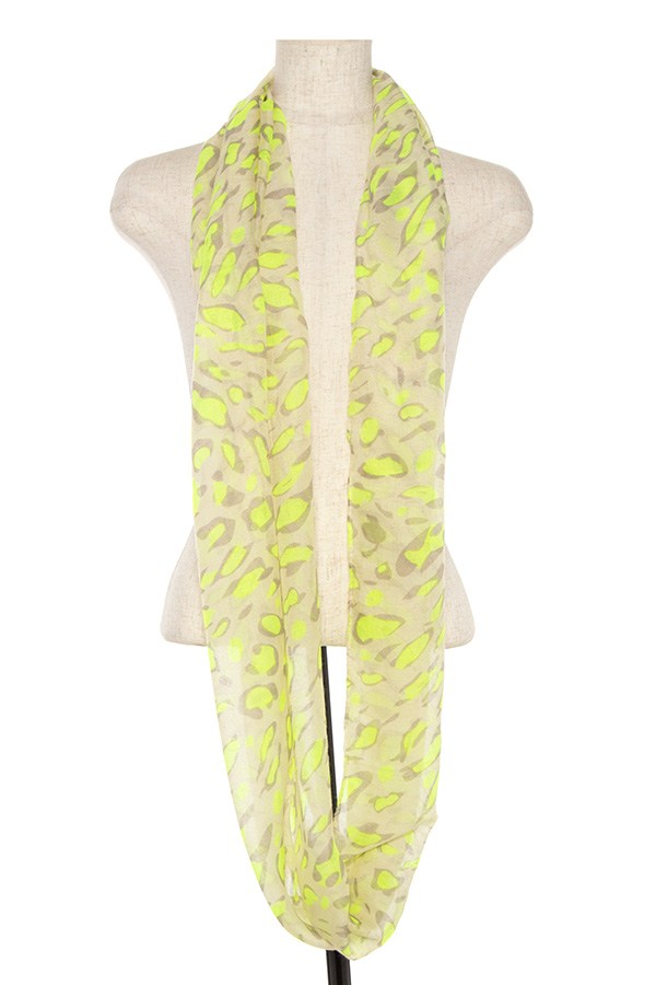 Neon color animal print infnity scarf