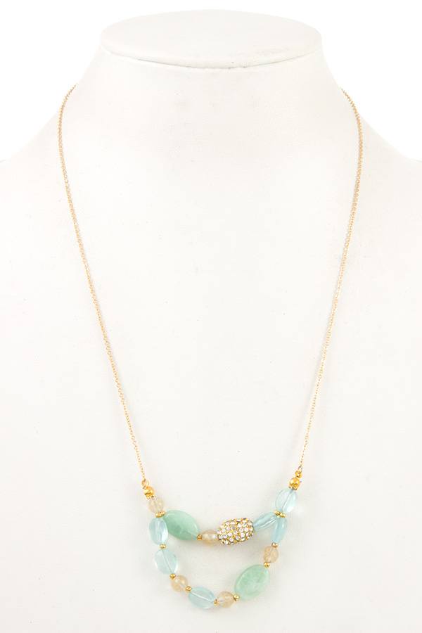 Gemstone double row long necklace