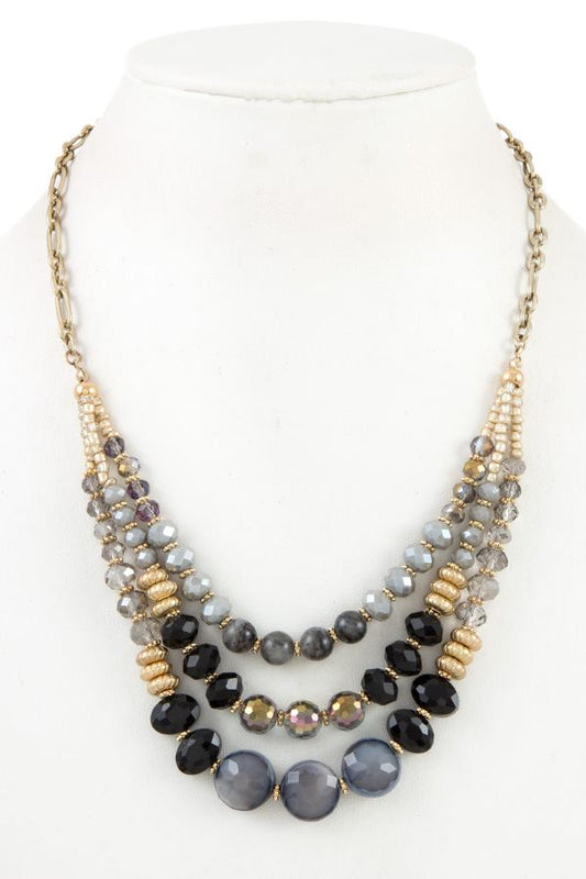 Multi low glass bead necklace set
