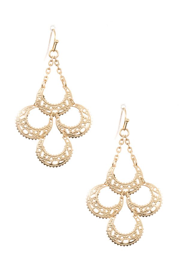 Half circle link filigree detailed dangle earring