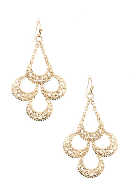 Half circle link filigree detailed dangle earring