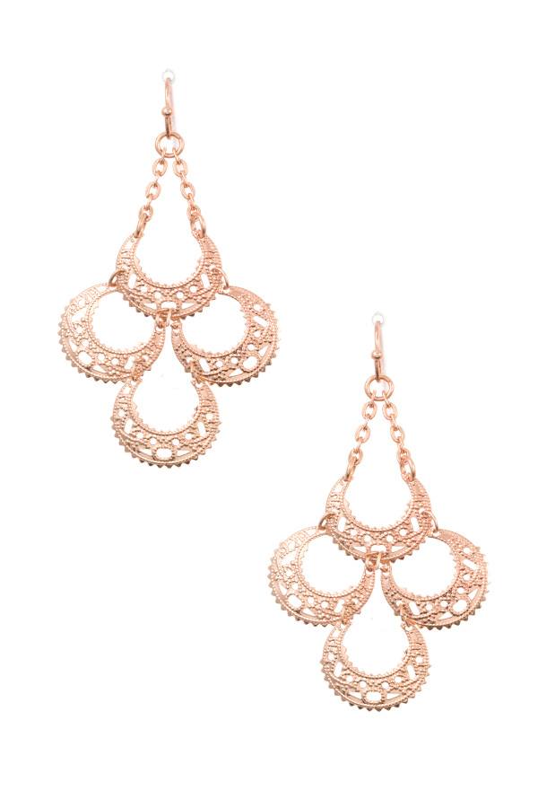 Half circle link filigree detailed dangle earring
