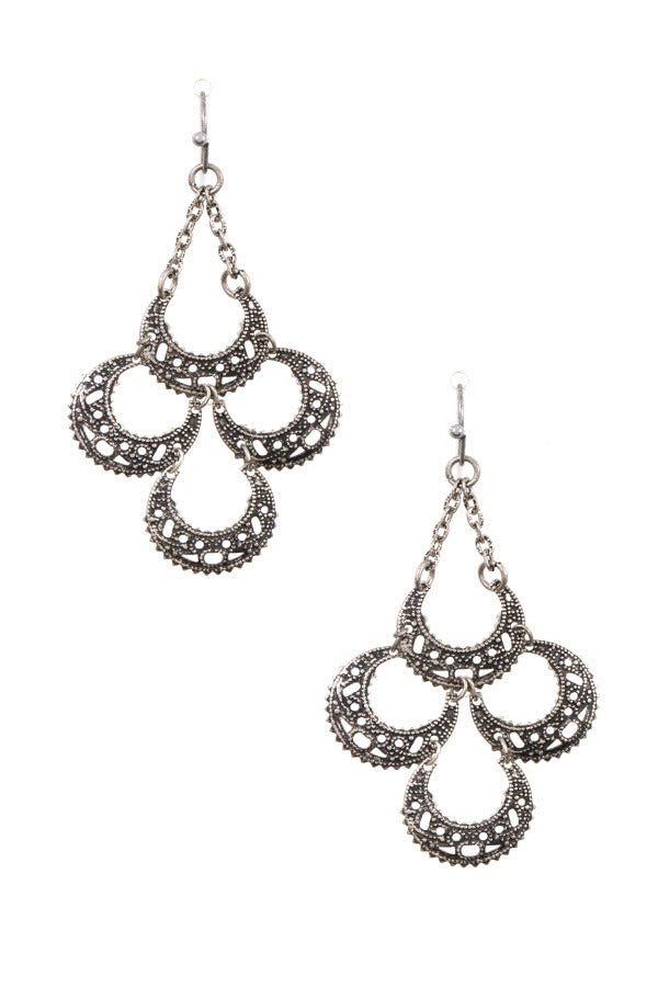 Half circle link filigree detailed dangle earring