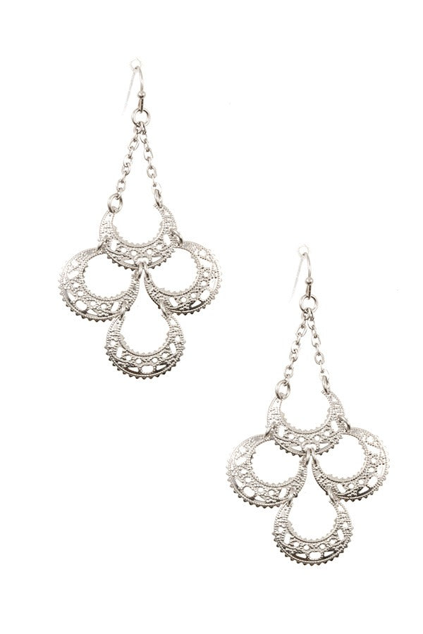 Half circle link filigree detailed dangle earring