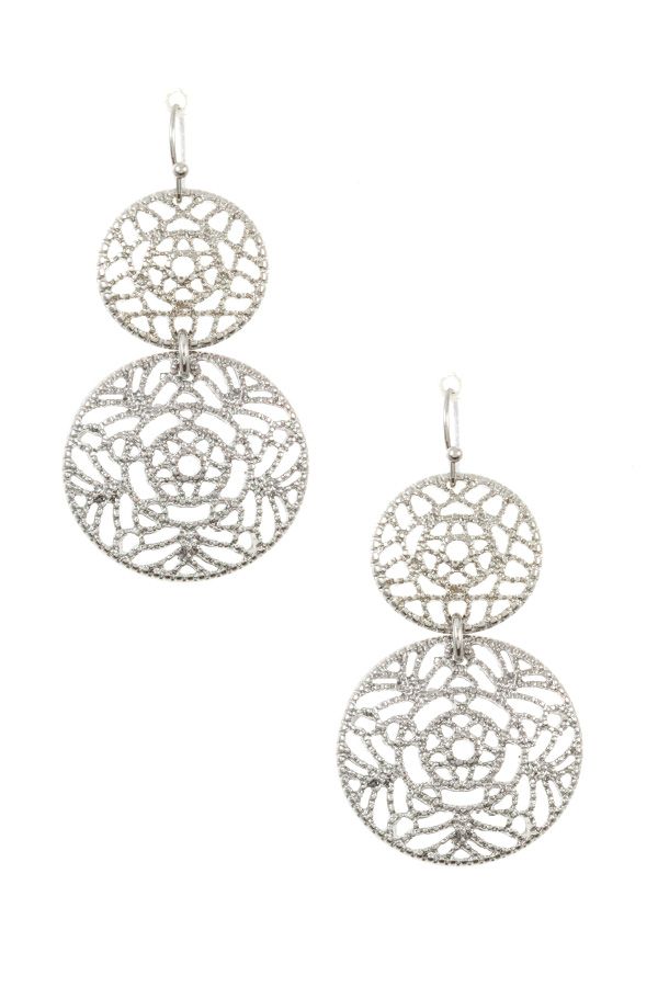 Double round filigree drop earring