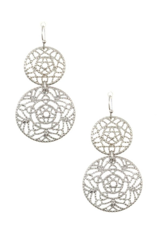 Double round filigree drop earring