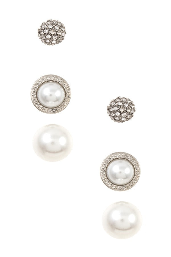 3 piece pearl frame post earring