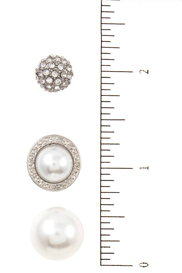 3 piece pearl frame post earring