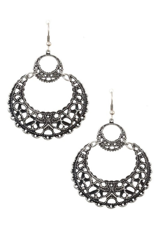 Lightweight round filigree dangle earring