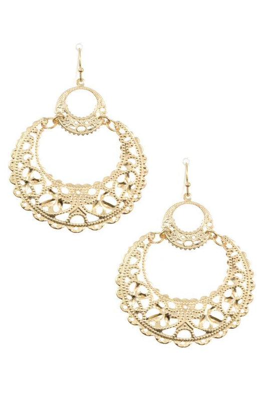 Lightweight round filigree dangle earring