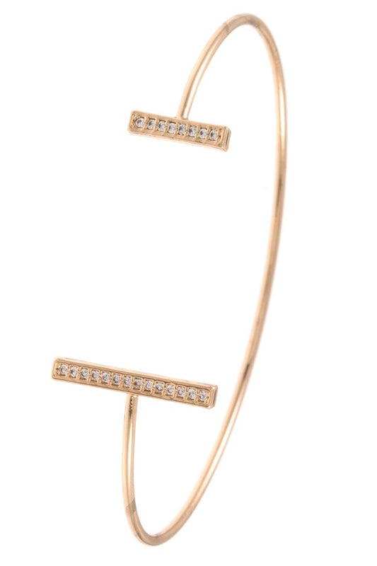 Rhinestone bar tip cuff bracelet