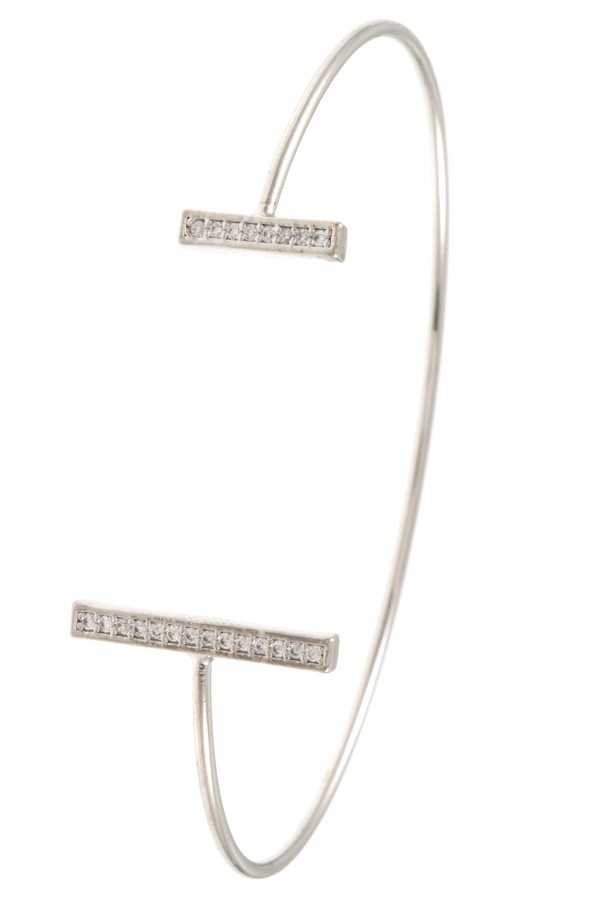 Rhinestone bar tip cuff bracelet