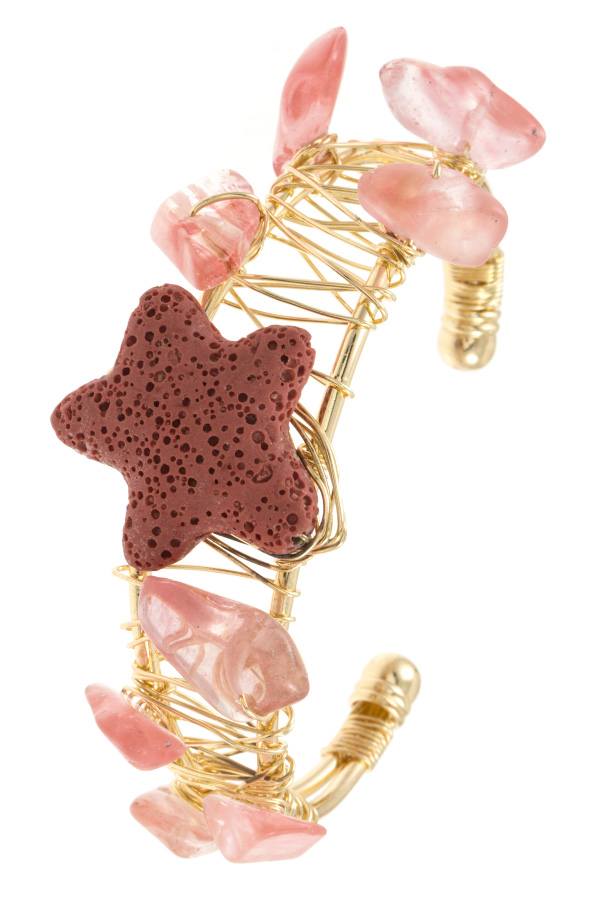 Wired gem acccent starfish cuff bracelet