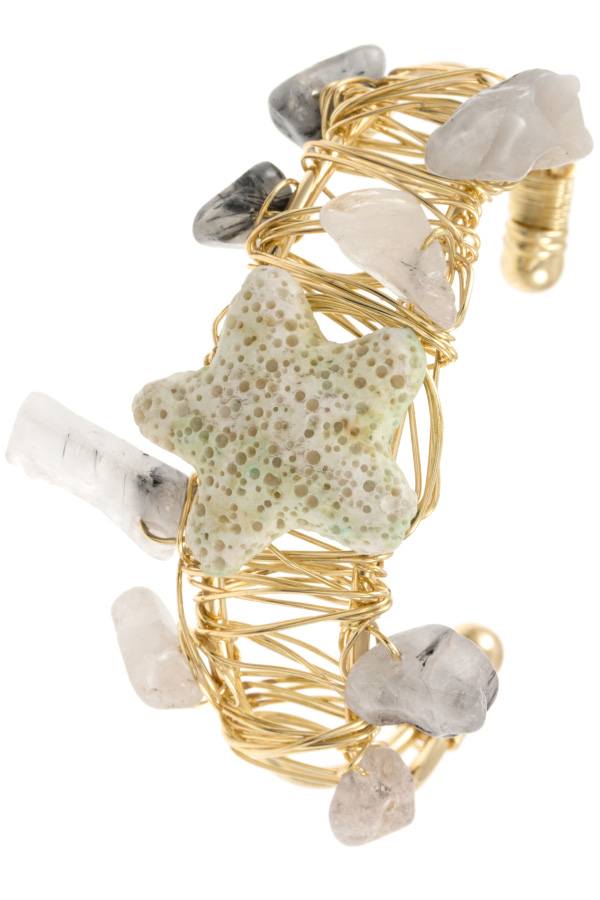 Wired gem acccent starfish cuff bracelet