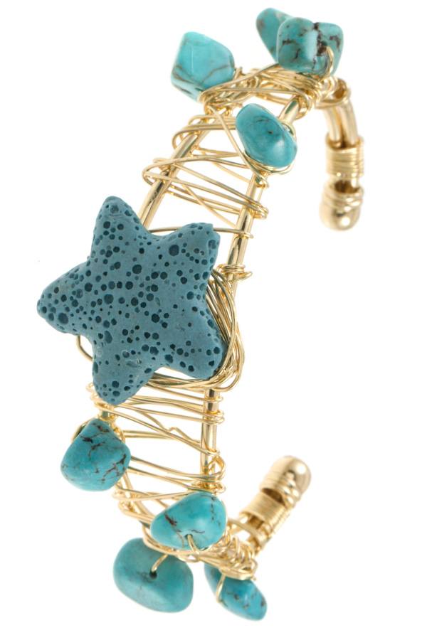 Wired gem acccent starfish cuff bracelet