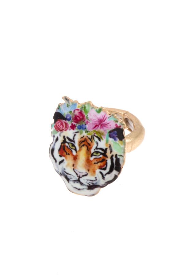 Floral tiger stretch ring