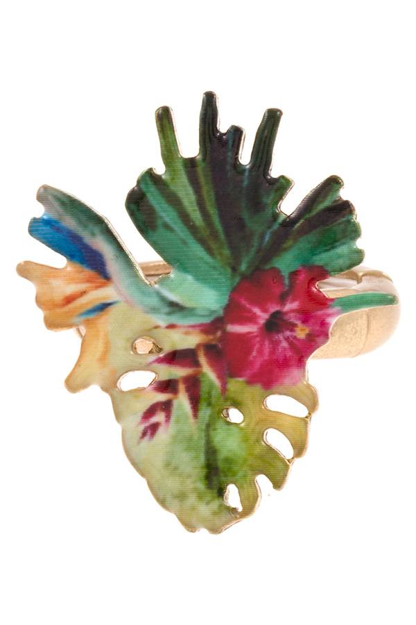 Mix tropical plant stretch ring