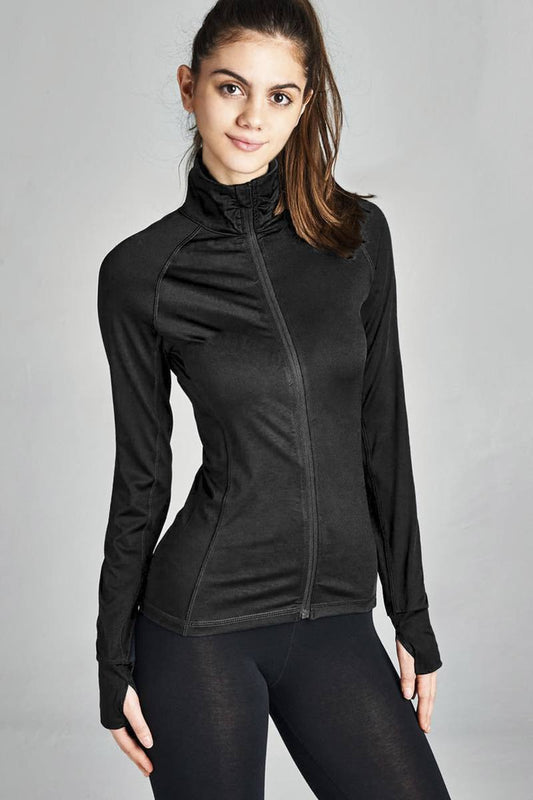 Ladies fashion solid track jacket