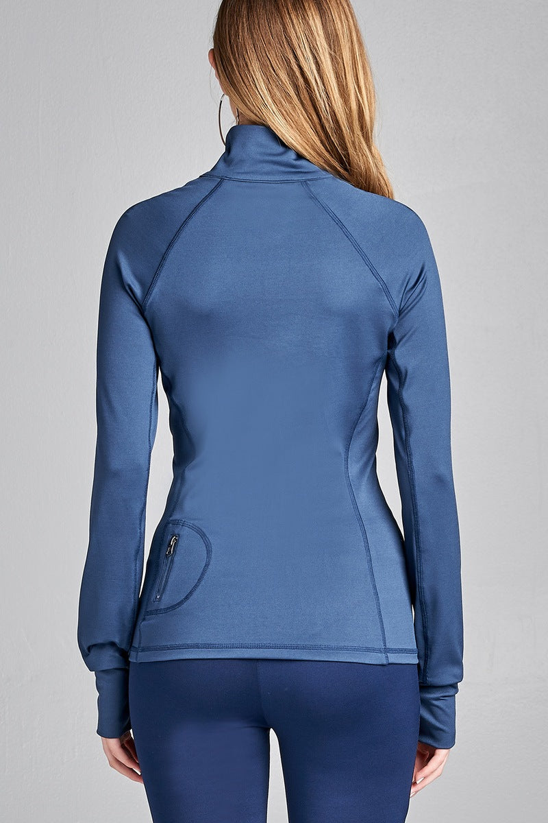 Ladies fashion solid track jacket