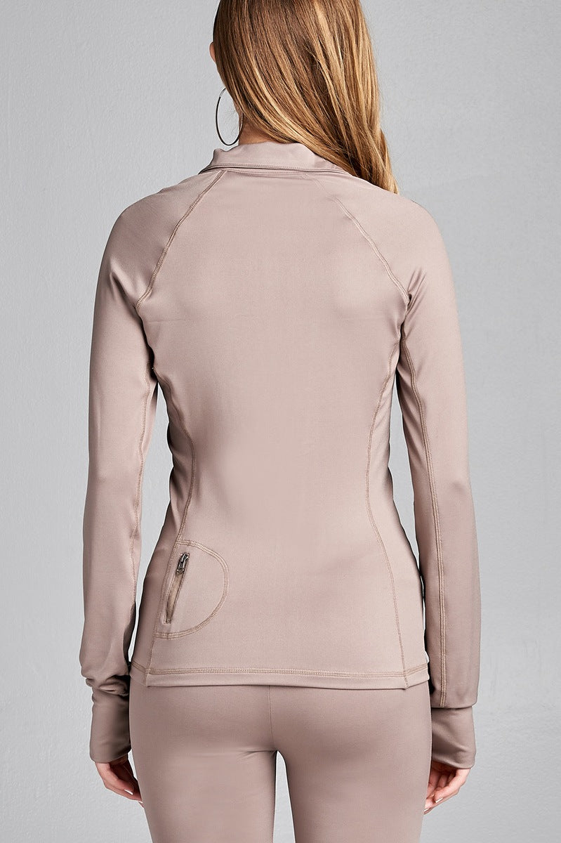 Ladies fashion solid track jacket