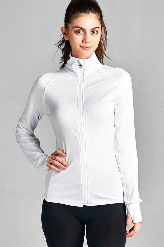 Ladies fashion solid track jacket