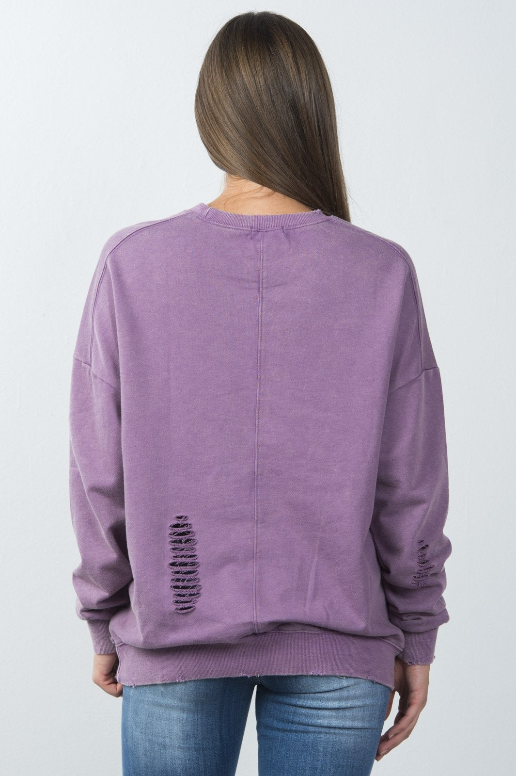 Ladies fashion long sleeves  distressed sweater