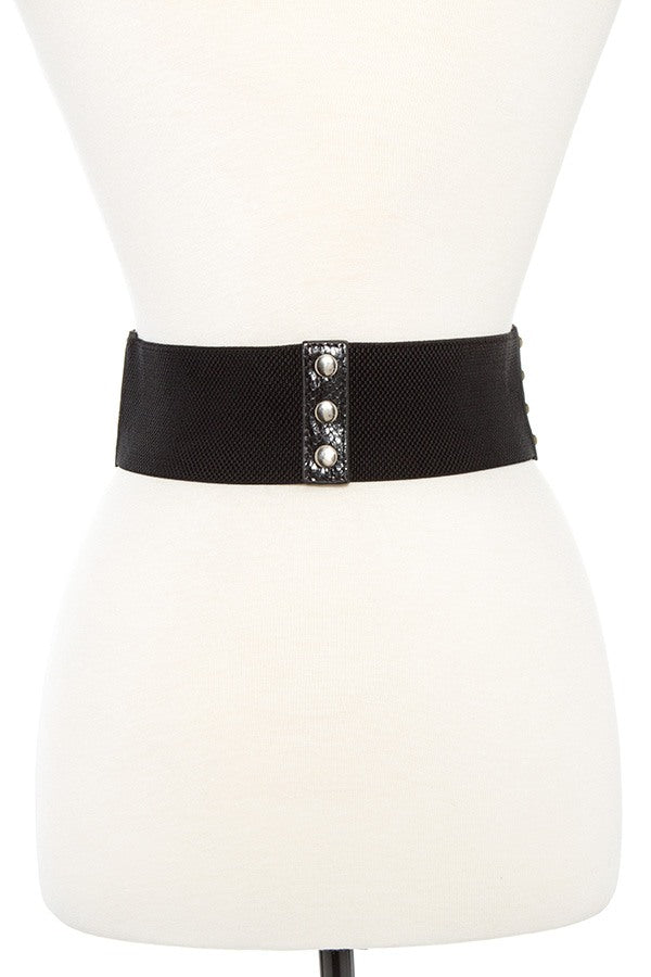 Cut out crossed faux leather stretch belt