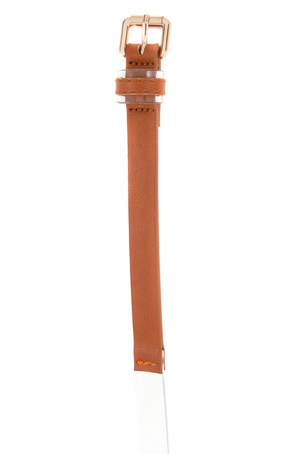 Half clear faux leather belt