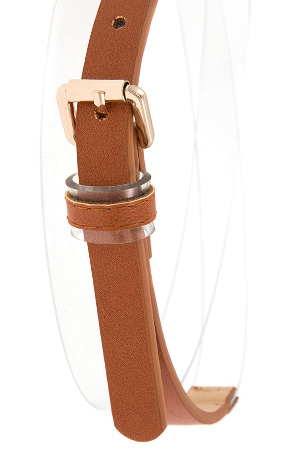 Half clear faux leather belt