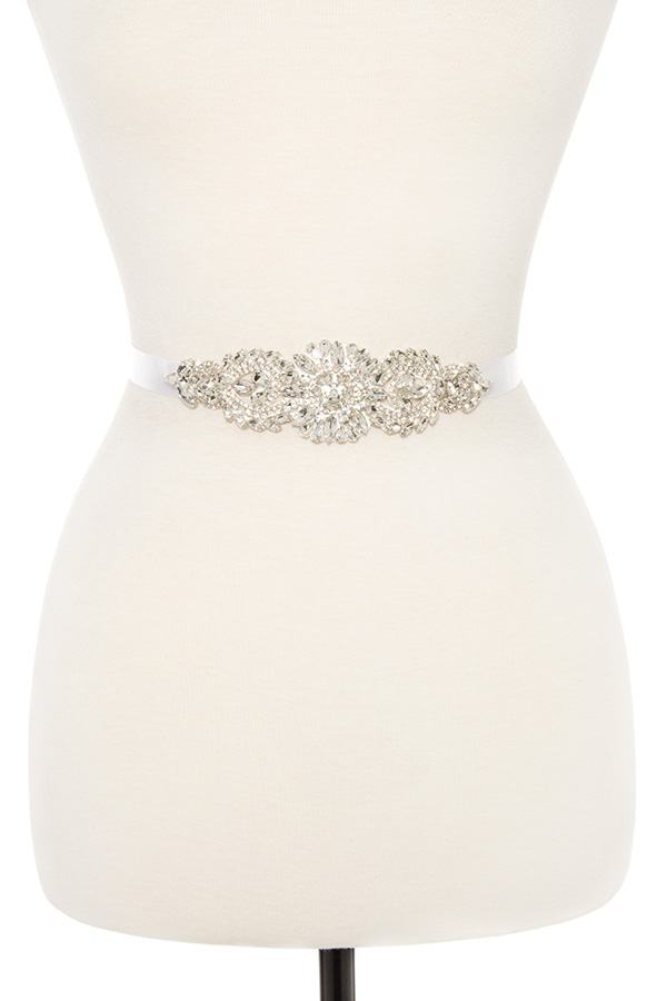 Faceted floral marquise sash belt