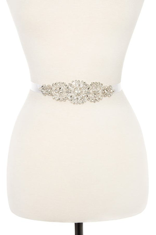 Faceted floral marquise sash belt