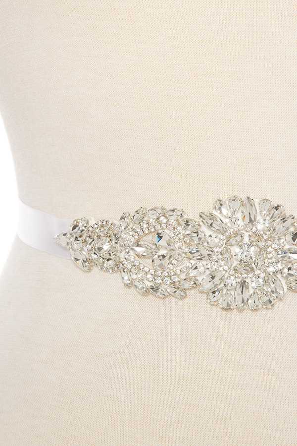 Faceted floral marquise sash belt