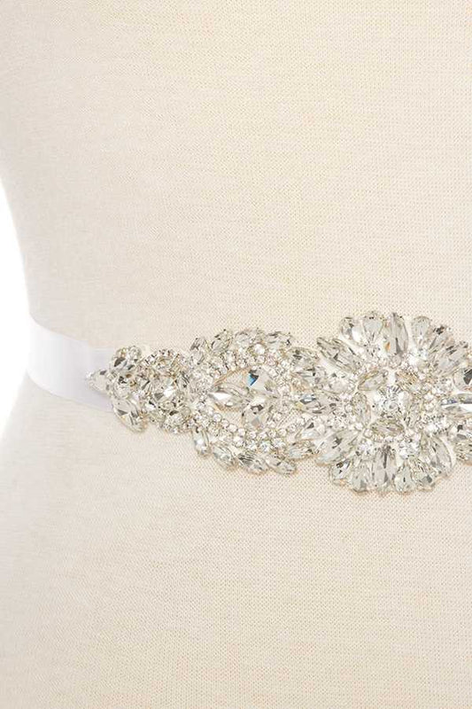 Faceted floral marquise sash belt