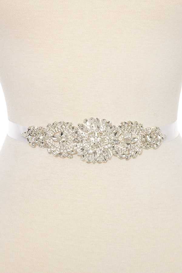 Faceted floral marquise sash belt