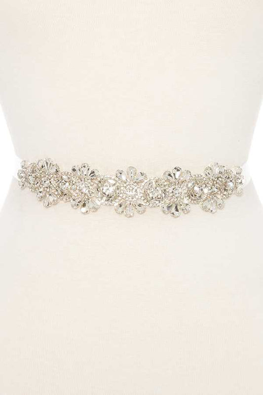 Link floral crystal gem sash belt