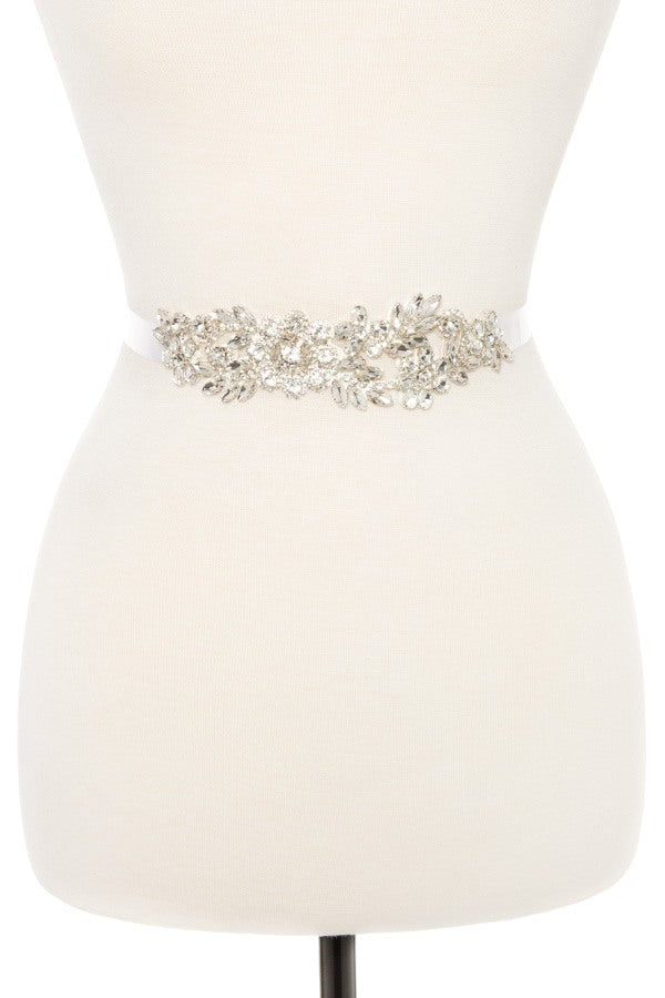 Floral crystal gem sash belt