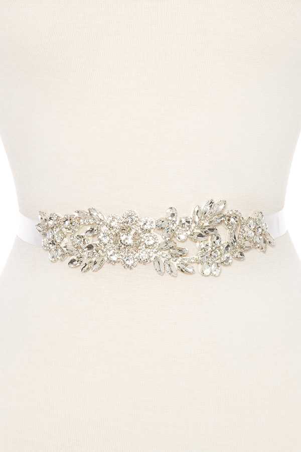 Floral crystal gem sash belt