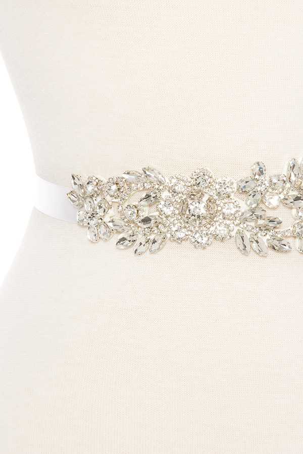 Floral crystal gem sash belt
