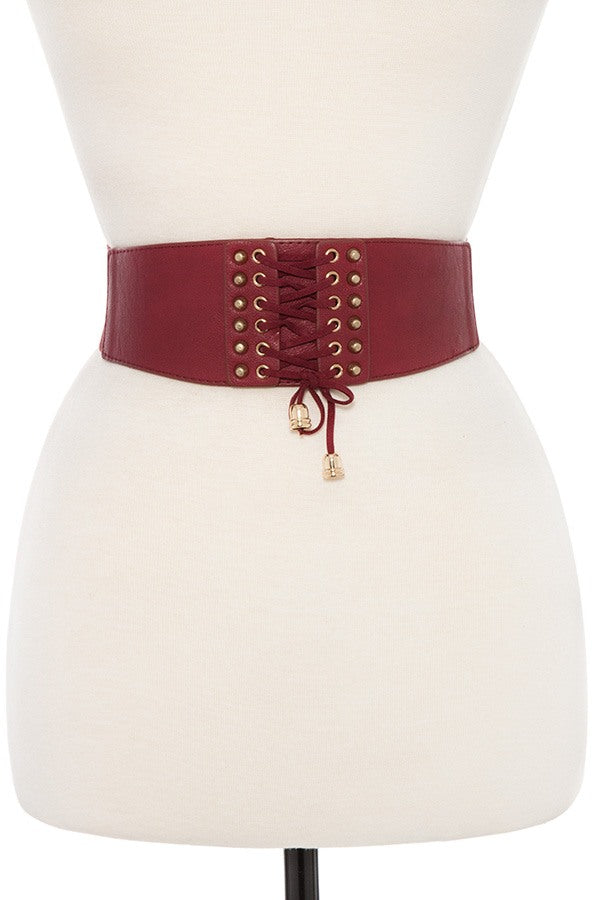 Lace up detailed stretch waist belt