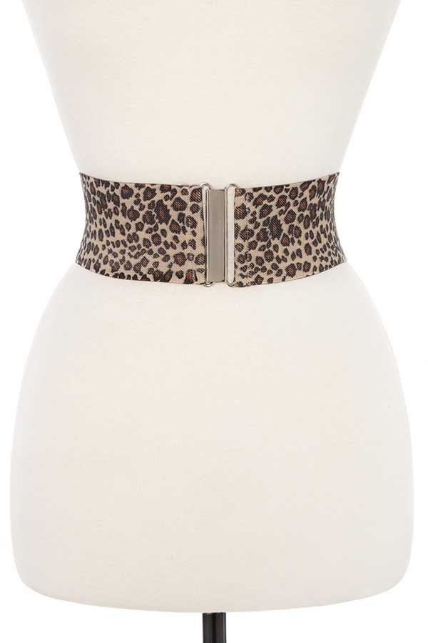 Animal print wide stretch belt