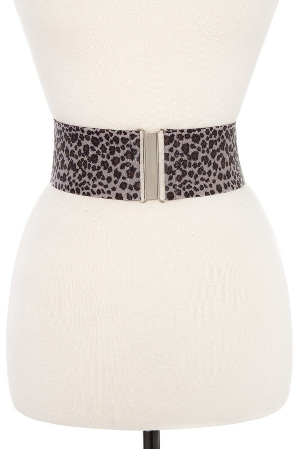 Animal print wide stretch belt