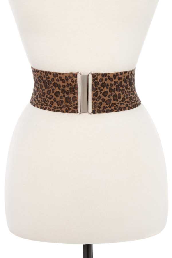 Animal print wide stretch belt