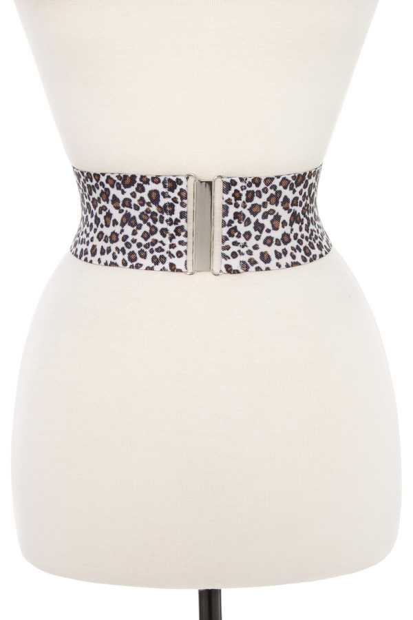 Animal print wide stretch belt