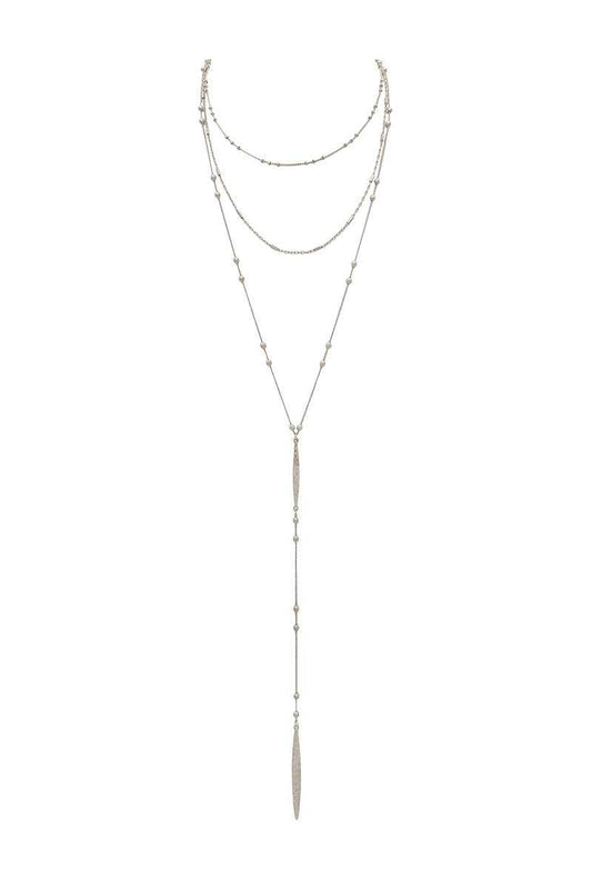 Metal beaded y shape multi layered necklace