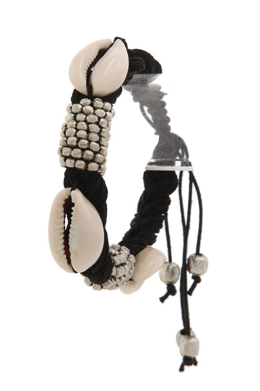 Shell beaded adjustable bracelet